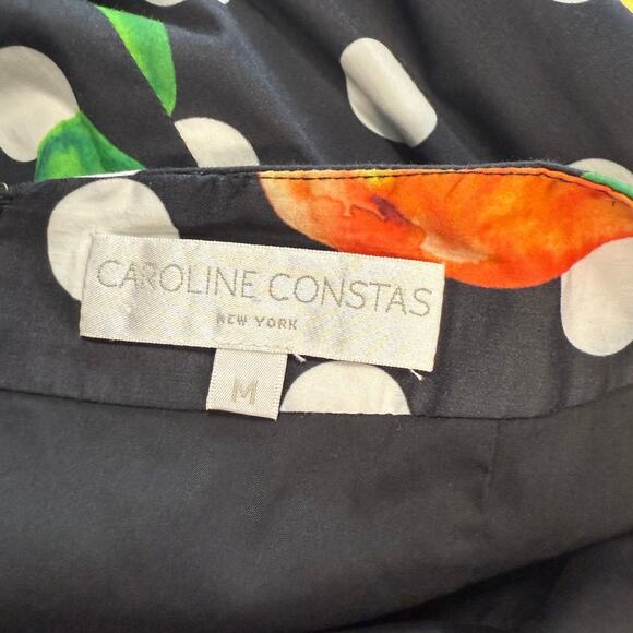 Caroline Constas Polka Dot Fruit Hi-Low Flirty Ruffle Skirt Sz M - Picture 4 of 5